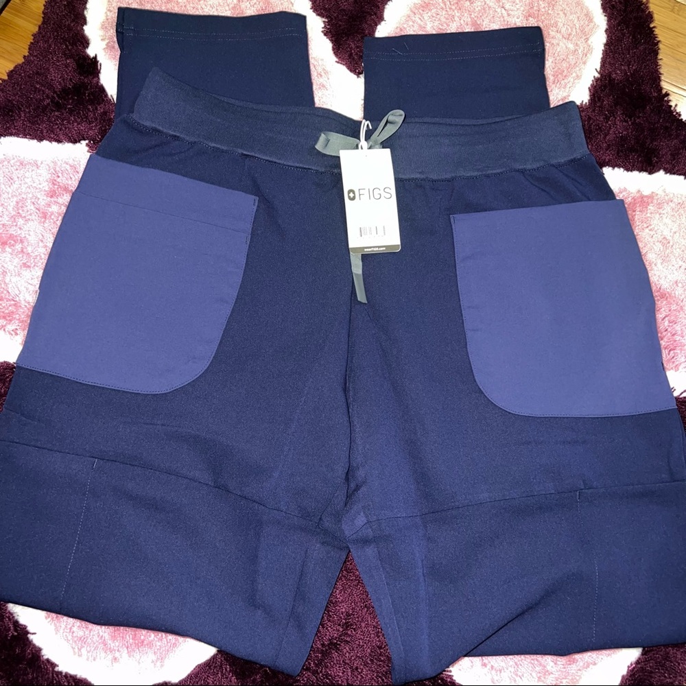 FIGS MUNDRI SLIM PANTS NAVY MEDIUM